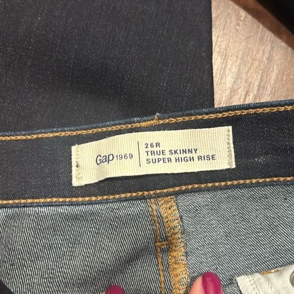Gap 1969 Dark Blue True skinny Super High Rise Jeans, Size 26R - Picture 8 of 9